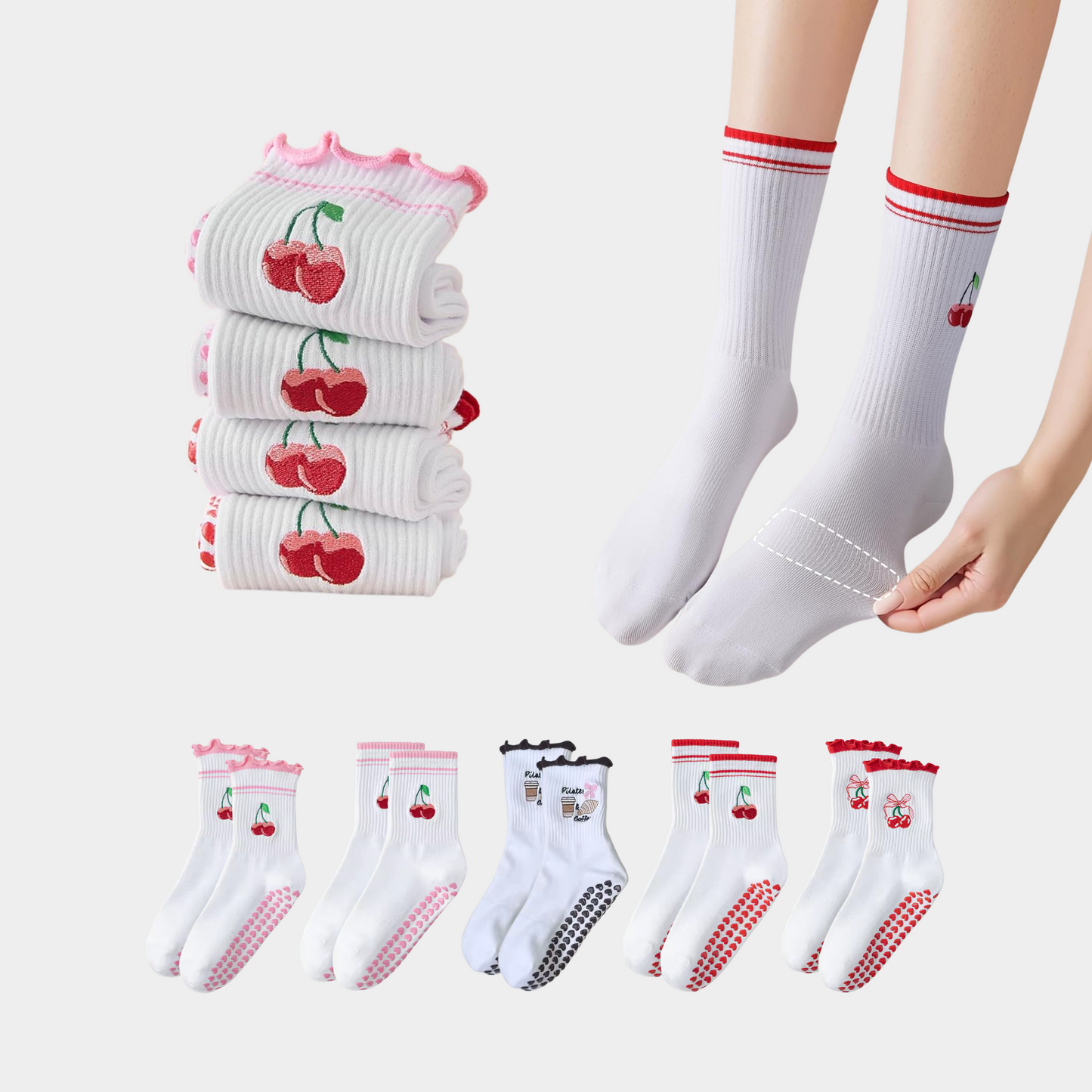 Pilates Socks Cherry